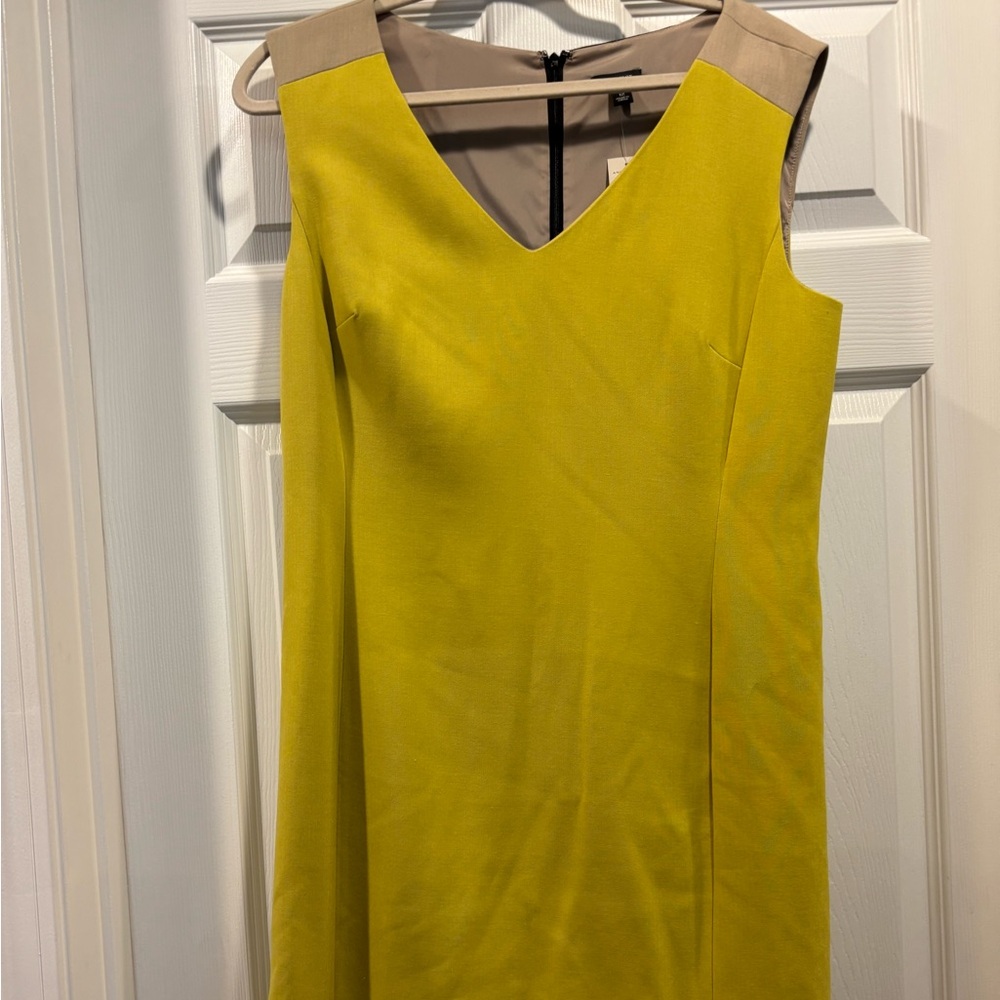 Ann Taylor Yellow Sheath Midi Dress V-Neck Sleeveless